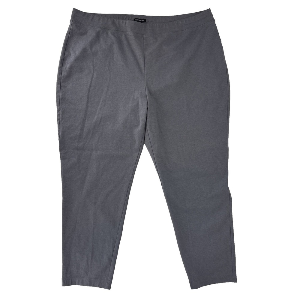 EILEEN FISHER Pants 2X‎ Organic Cotton Stretch Gray Pull On Elastic Waistband